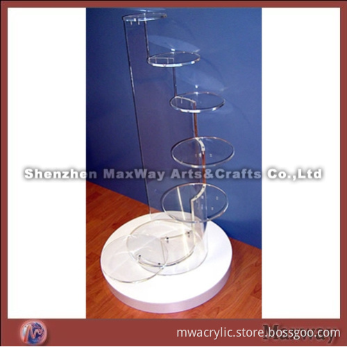 Clear Round Promotional Acrylic 6 Tiers Tower Wedding Party Cup Cakes Display Stand Rack with LED Li